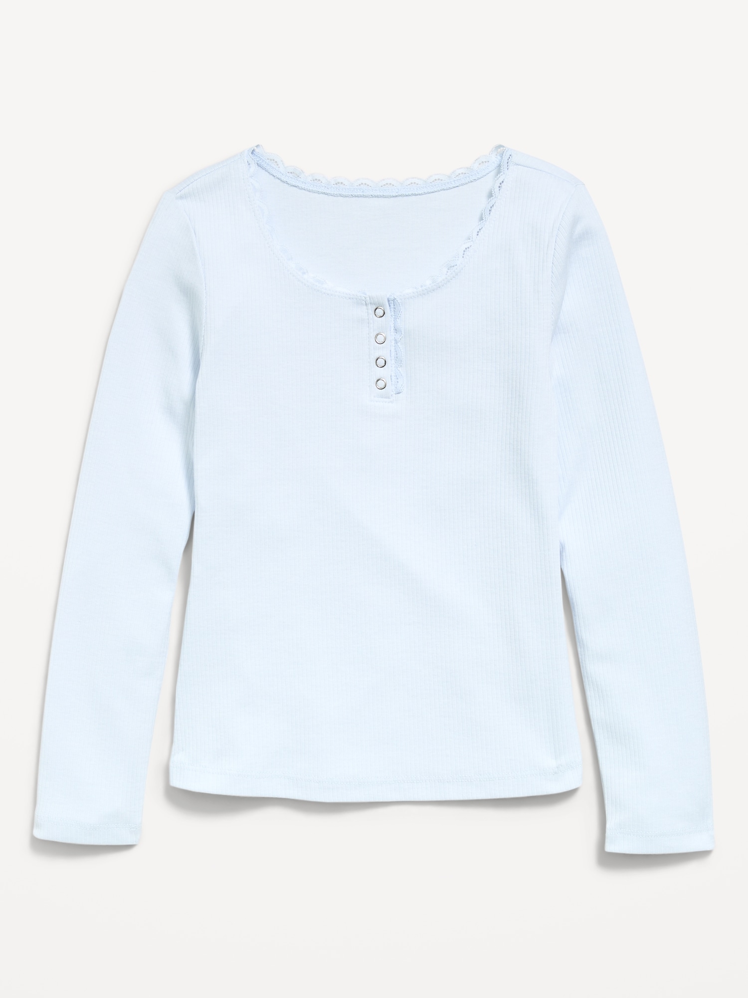 Long-Sleeve Ribbed Henley T-Shirt for Girls