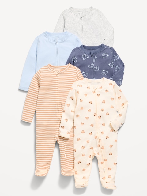2-Way-Zip Sleep & Play Footed One-Piece 5-Pack for Baby