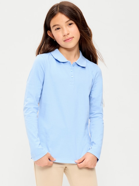 School Uniform Jersey-Knit Polo Shirt for Girls