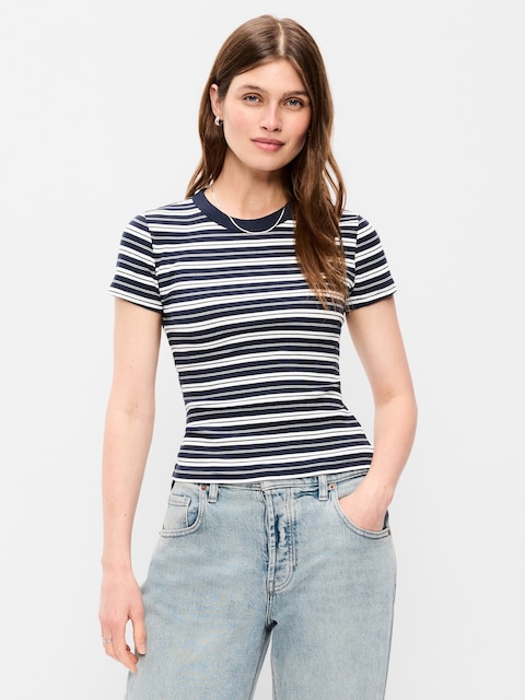 Snug Crew-Neck Ribbed T-Shirt