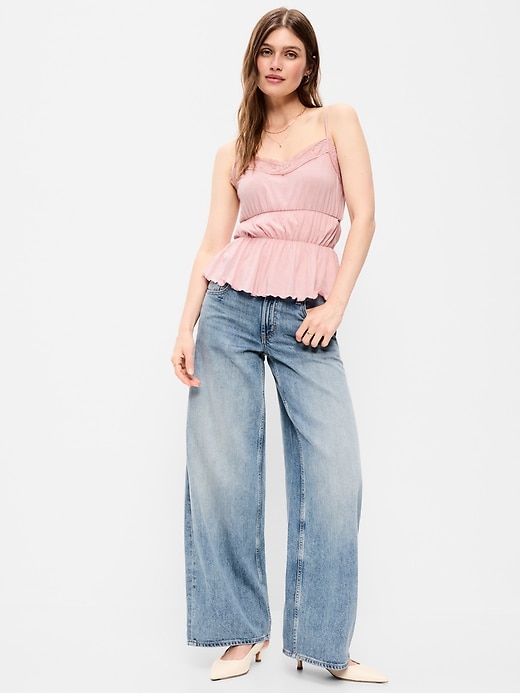 Image number 3 showing, Lace-Trim Smocked-Waist Tank Top