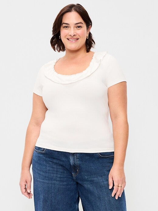 Image number 7 showing, Lettuce-Edge Scoop-Neck Top
