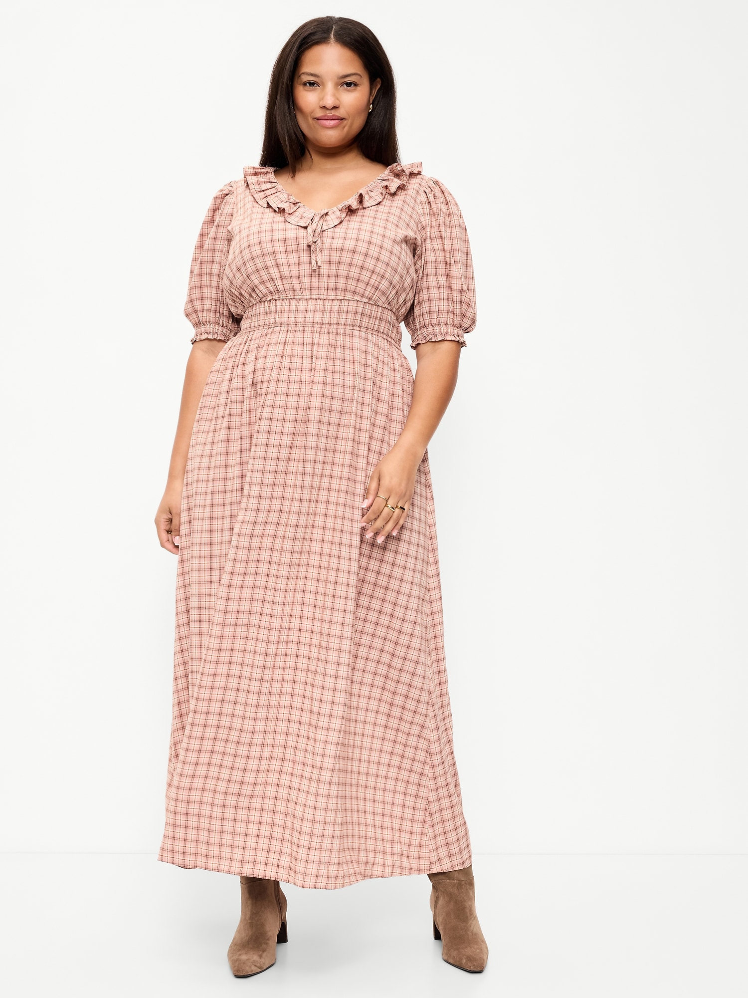 Ruffle-Trim Boho Maxi Dress