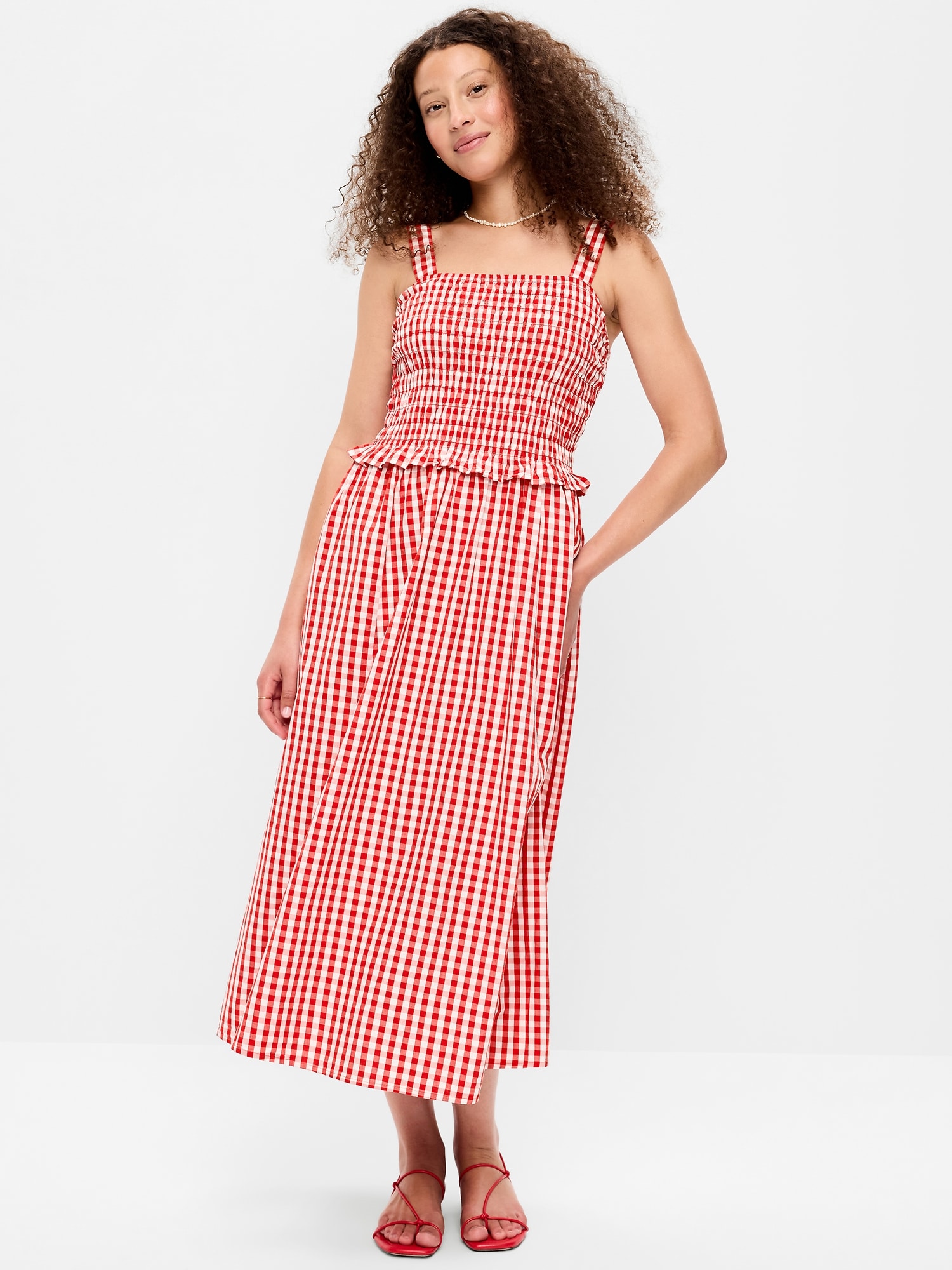 Fit & Flare Smocked-Bodice Midi Dress