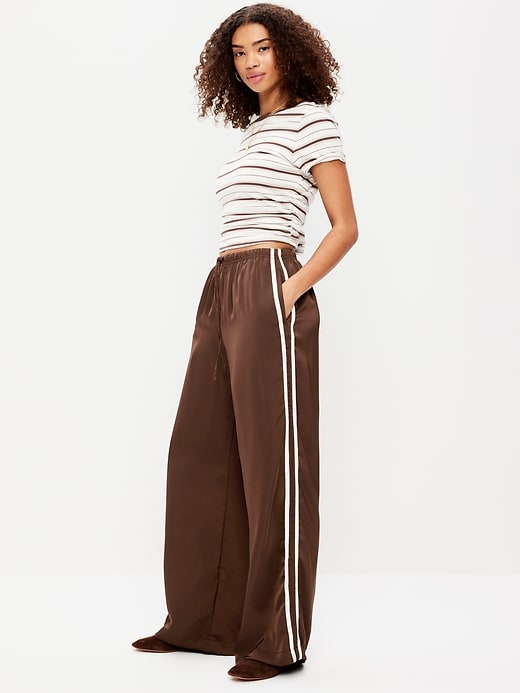 High-Waisted Satin Track Pants | Old Navy