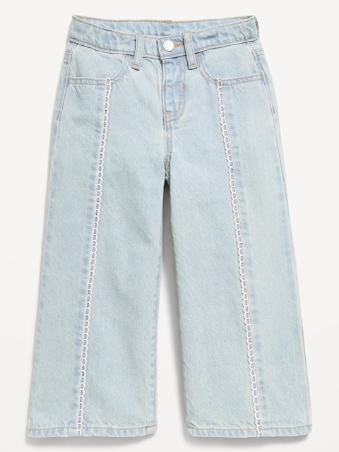 Super Baggy Lace-Trim Wide-Leg Jeans for Toddler Girls