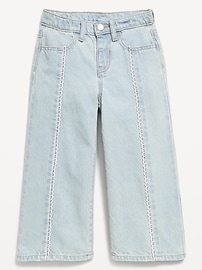 Image number 3 showing, Super Baggy Lace-Trim Wide-Leg Jeans for Toddler Girls