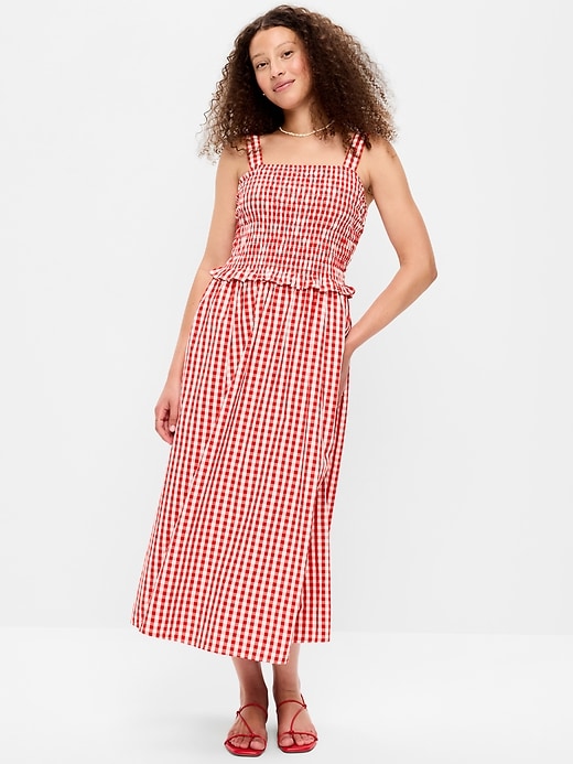 Image number 1 showing, Fit & Flare Smocked-Bodice Midi Dress
