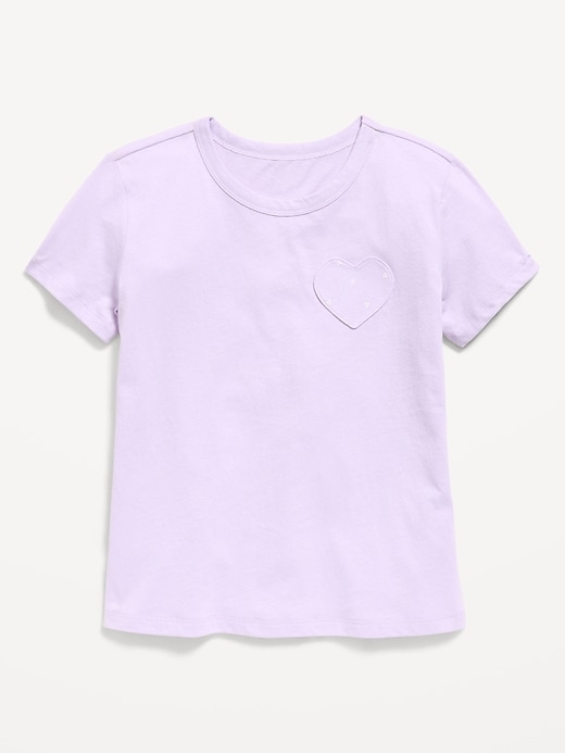 Image number 1 showing, Softest Short-Sleeve Heart-Pocket T-Shirt for Girls