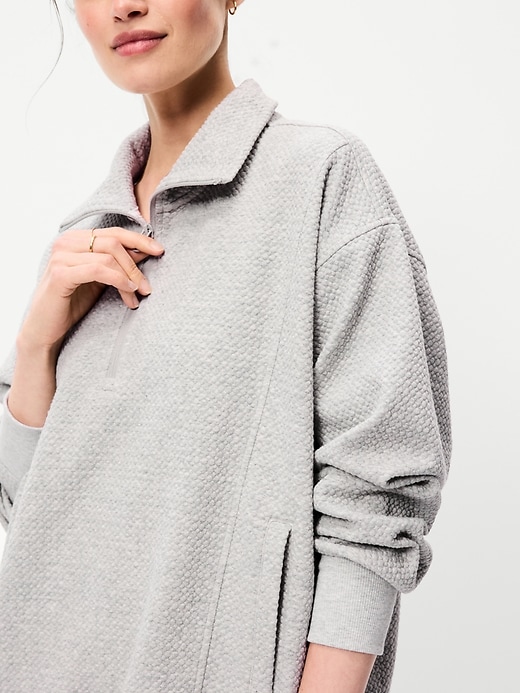Image number 4 showing, Dynamic Fleece Oversized Textured Tunic Sweatshirt