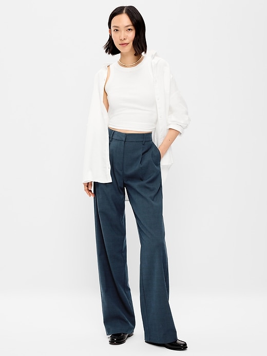 Image number 1 showing, High-Waisted Taylor Trouser Wide-Leg Pants