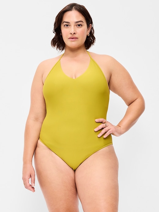 Image number 7 showing, V-Neck Halter Swimsuit