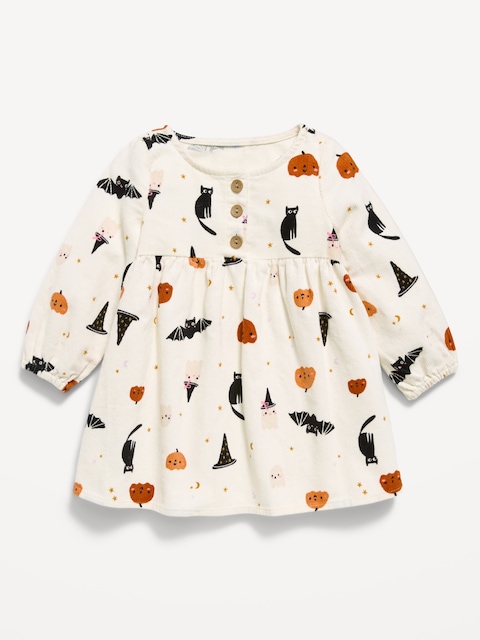 Printed Long-Sleeve Corduroy Dress for Baby