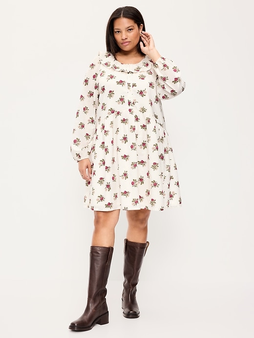 Image number 8 showing, Long-Sleeve Ruffle-Collar Swing Mini Dress