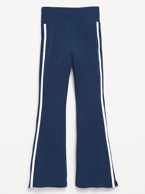High-Waisted Side Striped Flared Leggings for Girls