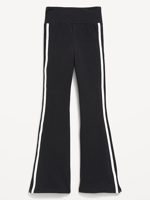 High-Waisted Side Striped Flared Leggings for Girls