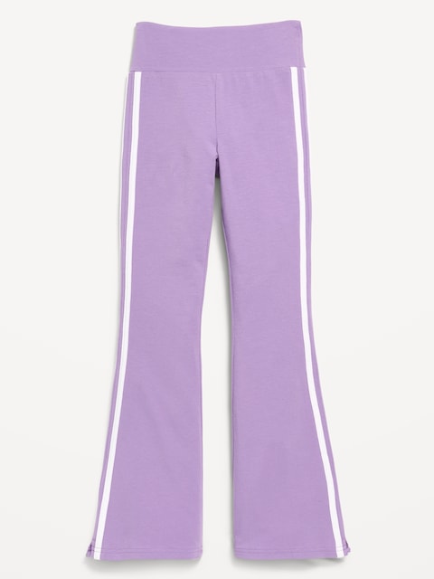 High-Waisted Side Striped Flared Leggings for Girls
