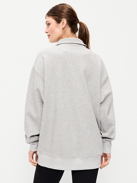 Image number 2 showing, Dynamic Fleece Oversized Textured Tunic Sweatshirt