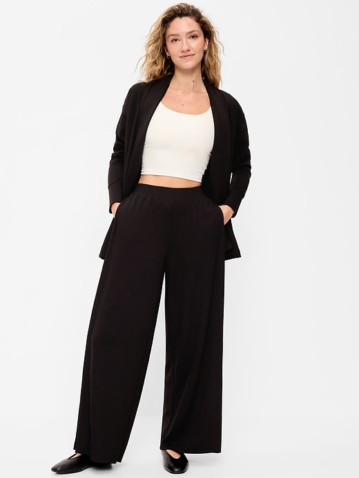 Image number 1 showing, High-Waisted Bounce Lite Drapey Wide-Leg Sweatpants