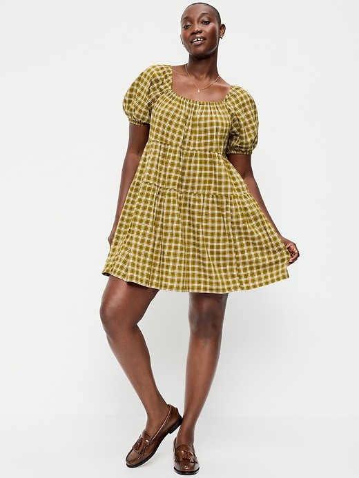 Image number 6 showing, Puff-Sleeve Smocked Mini Swing Dress