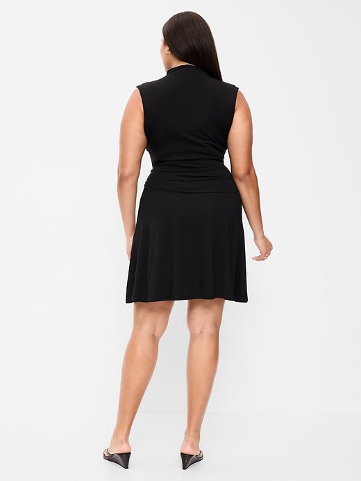 Image number 9 showing, Gathered Mock-Neck Drop-Waist Mini Dress