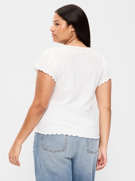 Image number 8 showing, Lettuce-Edge Pointelle Top