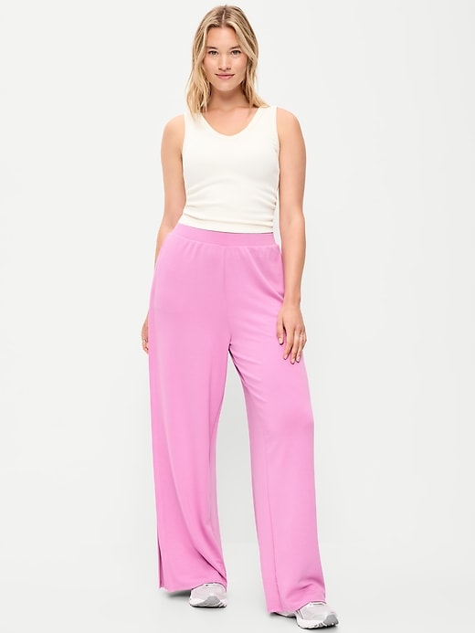 Image number 4 showing, High-Waisted Bounce Lite Drapey Wide-Leg Sweatpants