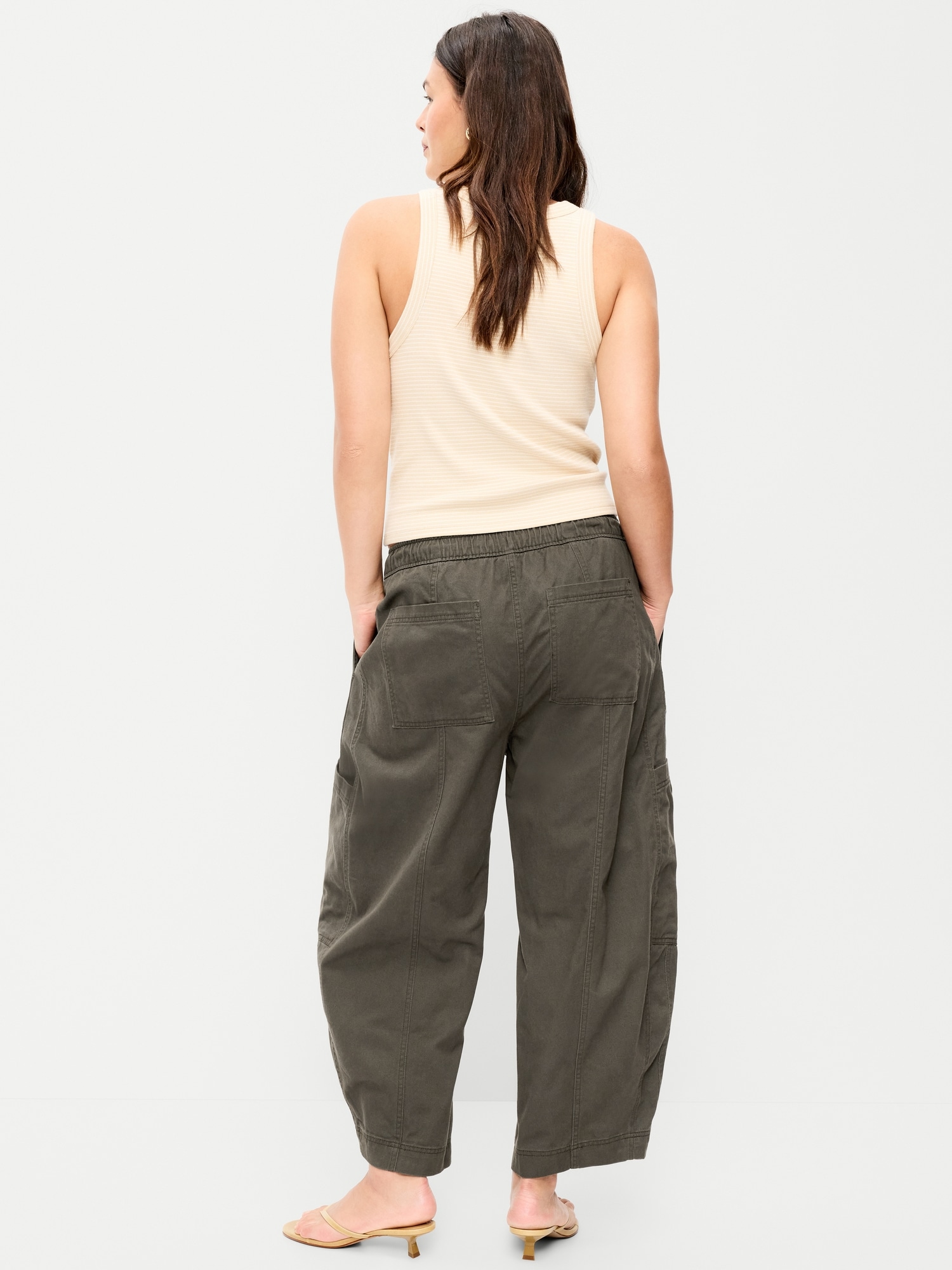 Mid-Rise Pull-On Utility Pants