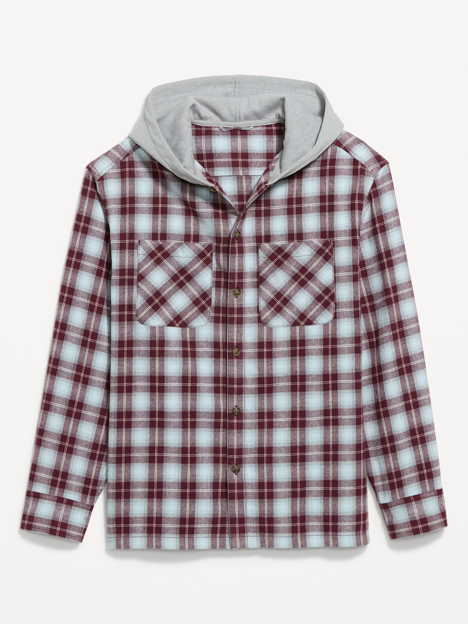 Long-Sleeve Flannel Hooded Shirt