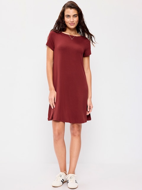 Short-Sleeve Mini Swing Dress