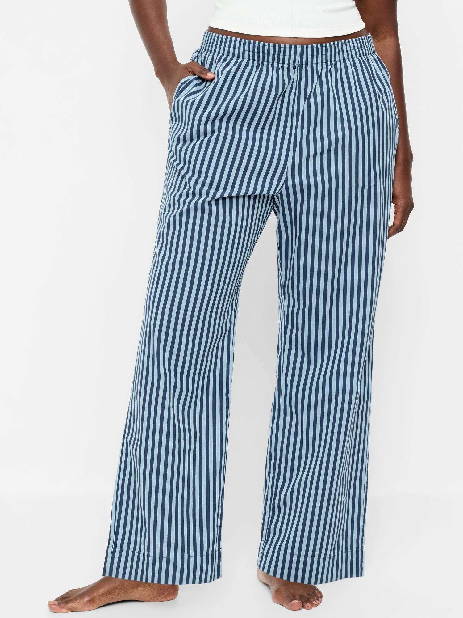 High-Waisted Poplin Pajama Pant