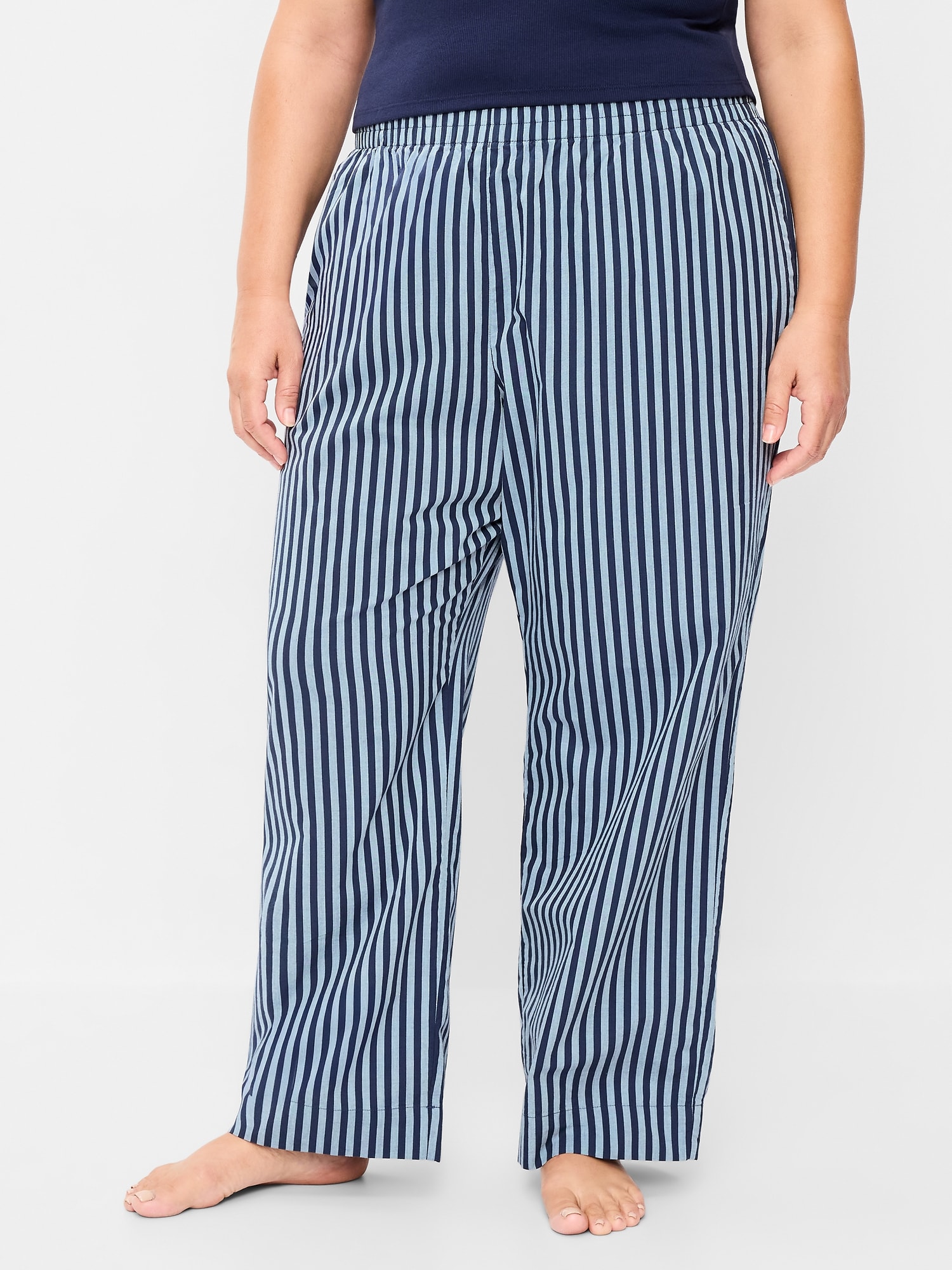 High-Waisted Poplin Pajama Pant