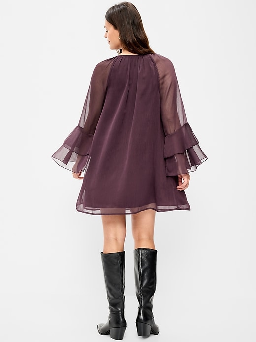 Image number 3 showing, Bell-Sleeve Boho Mini Dress