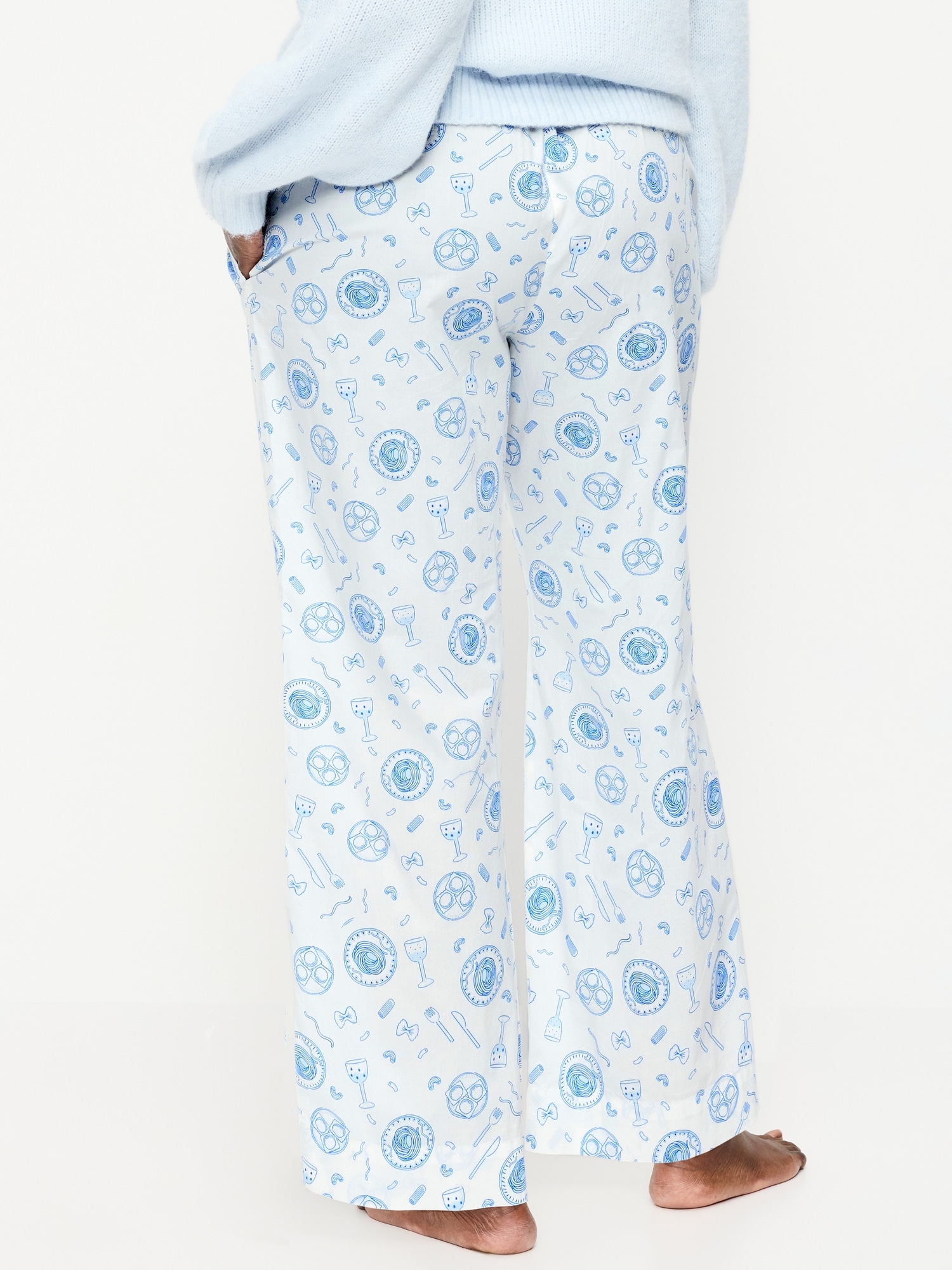 High-Waisted Poplin Pajama Pant
