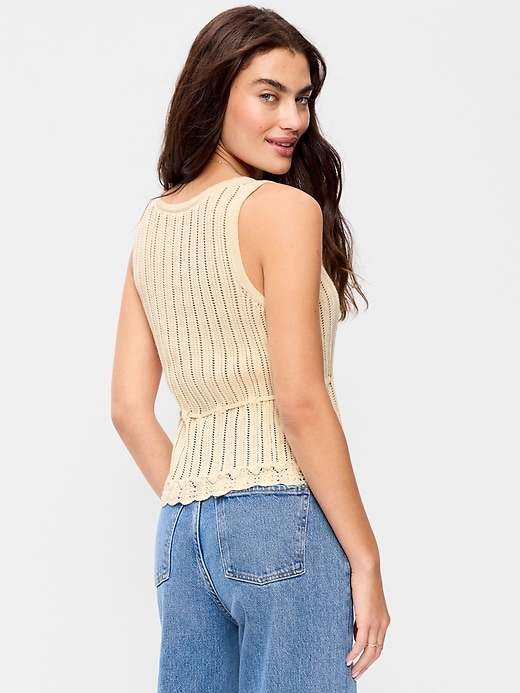 Image number 2 showing, Seaside Cotton Pointelle Peplum Tank Top