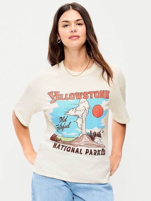 Image number 4 showing, Yellowstone National Park™ Crew-Neck Oversized Crop T-Shirt