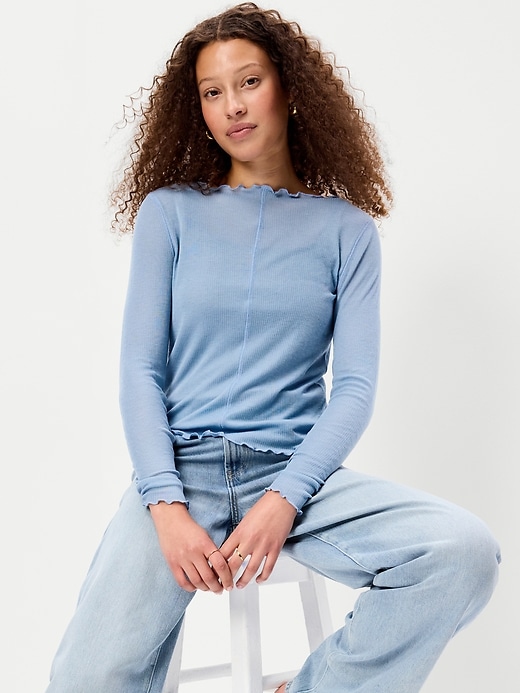 Image number 3 showing, Lettuce-Edge Tissue T-Shirt