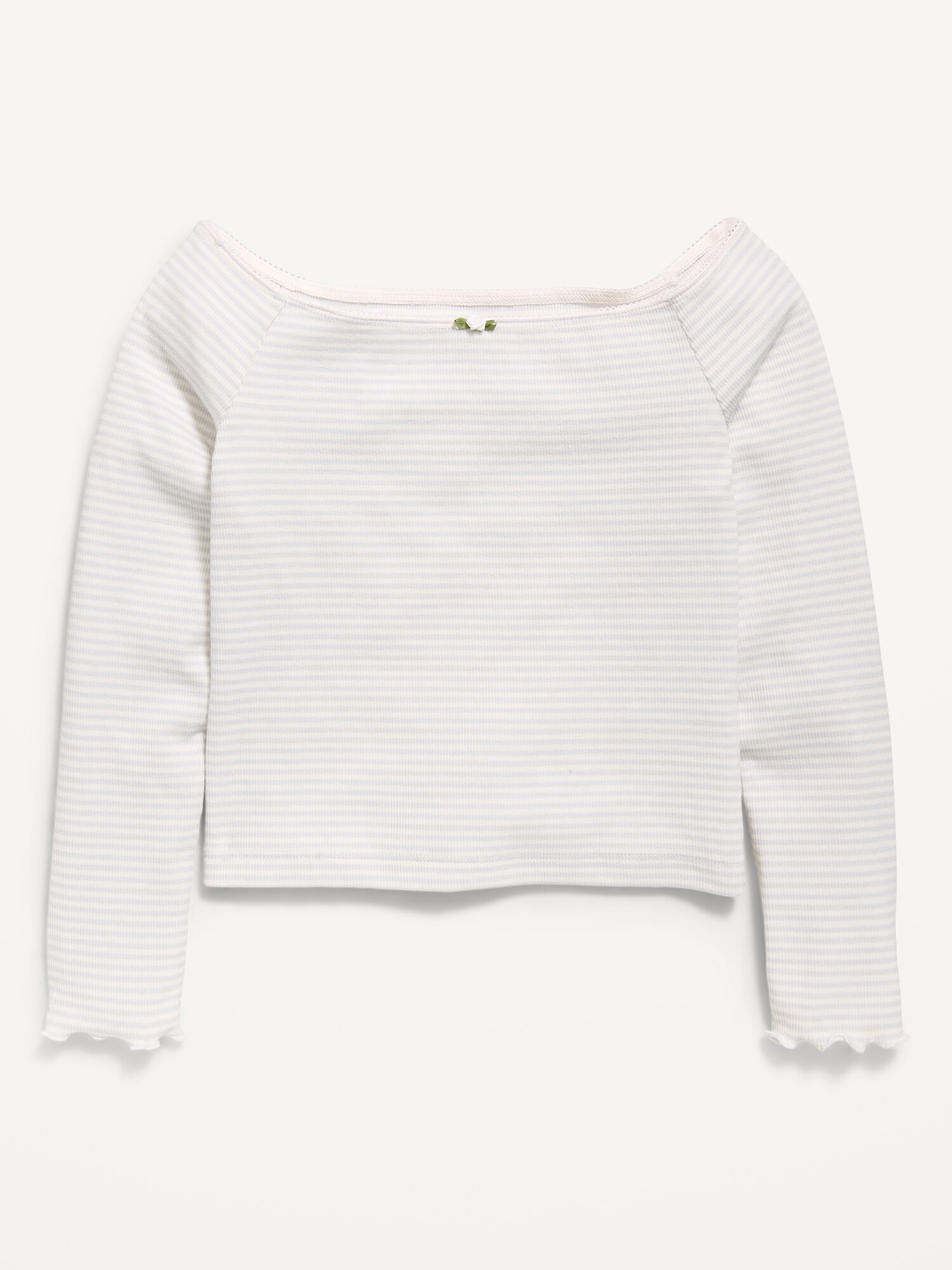 Fitted Off-Shoulder Ribbed Top for Girls