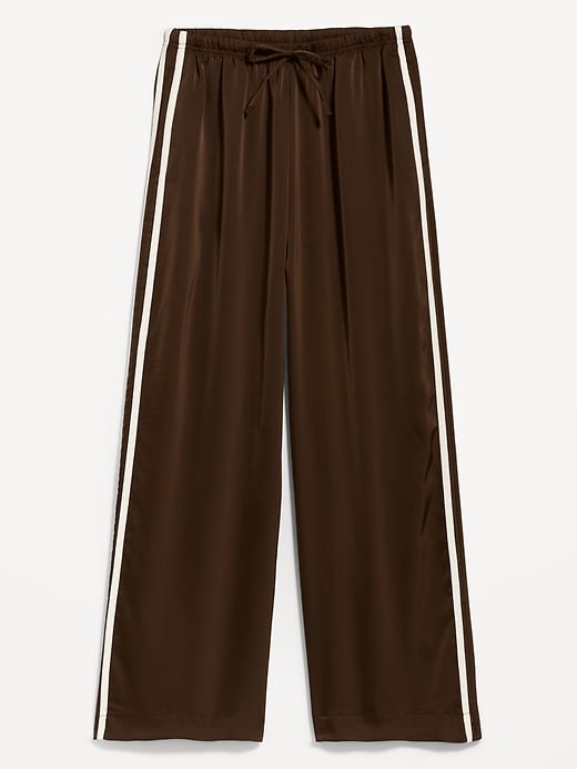Image number 1 showing, High-Waisted Satin Track Pants