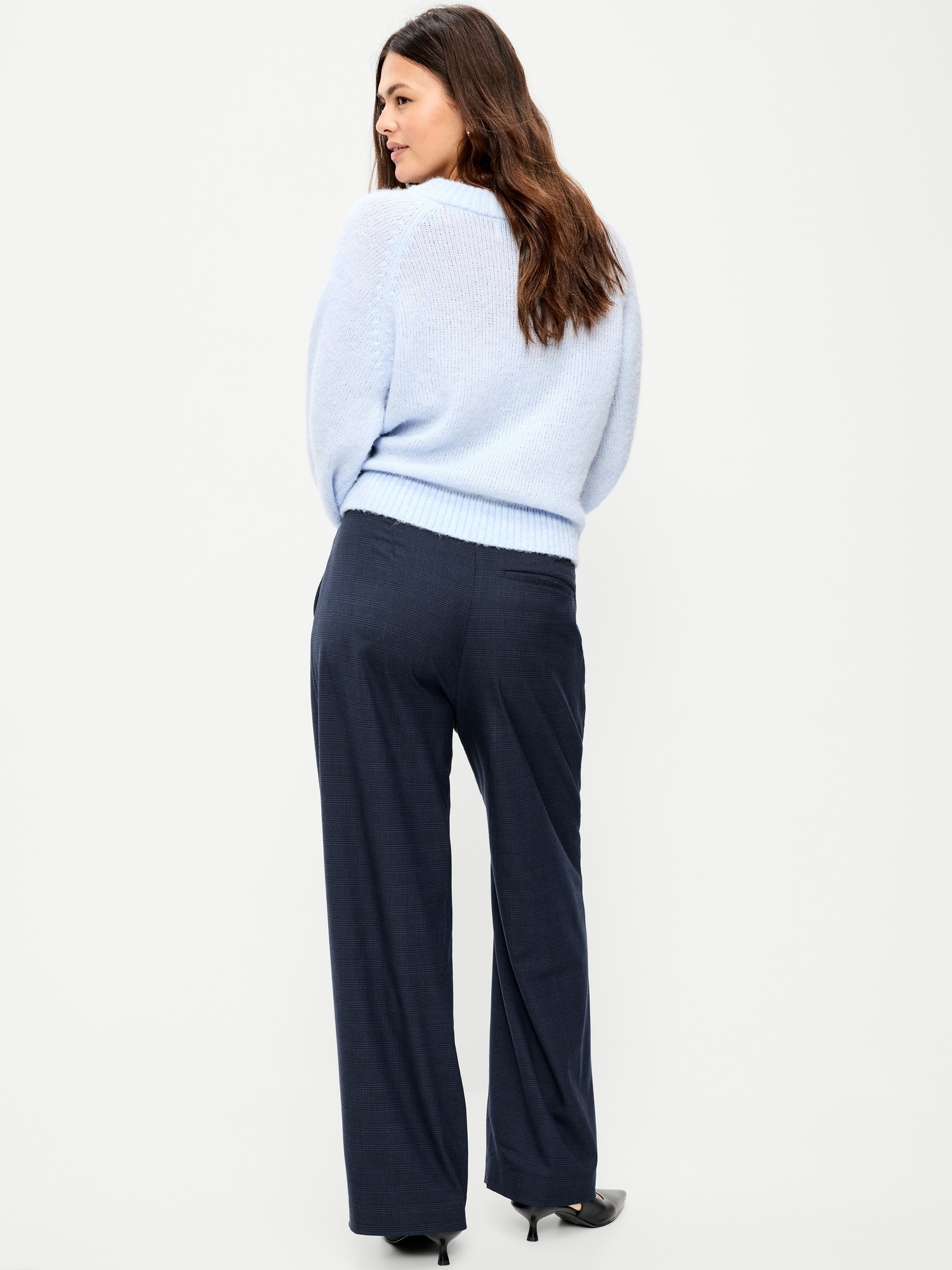 Mid-Rise Pleated Wide-Leg Pants