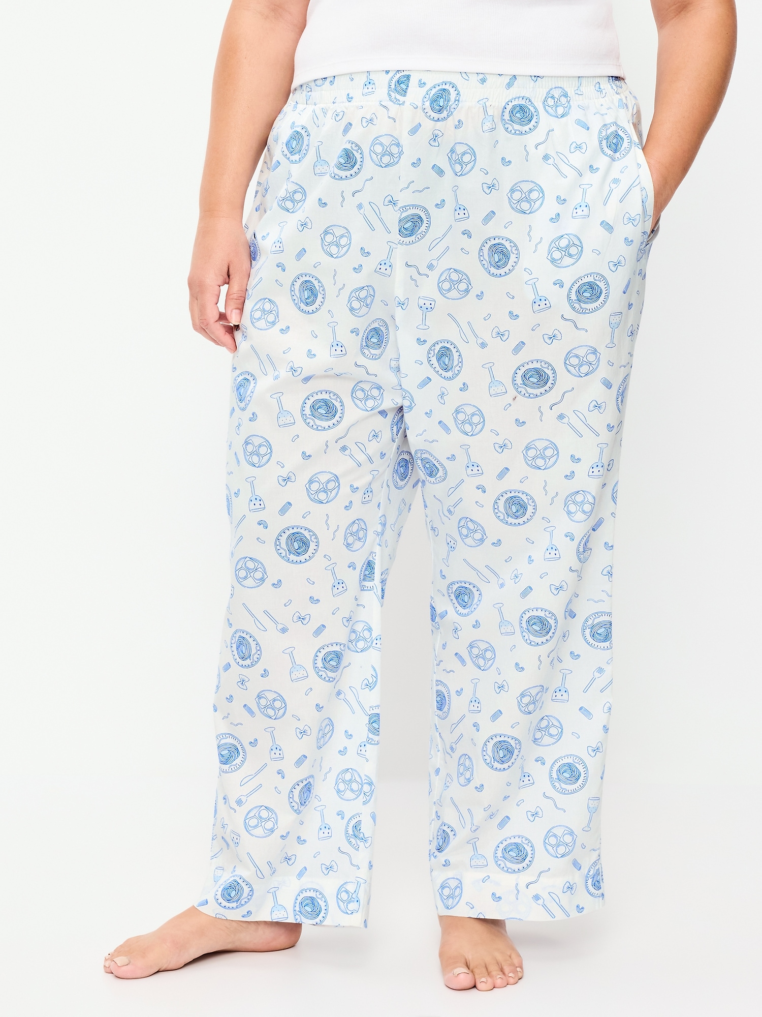 High-Waisted Poplin Pajama Pant
