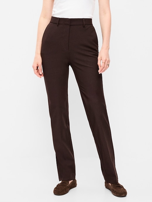 Extra High-Waisted Straight-Leg Twill Pants | Old Navy