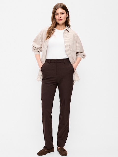 Extra High-Waisted Straight-Leg Twill Pants