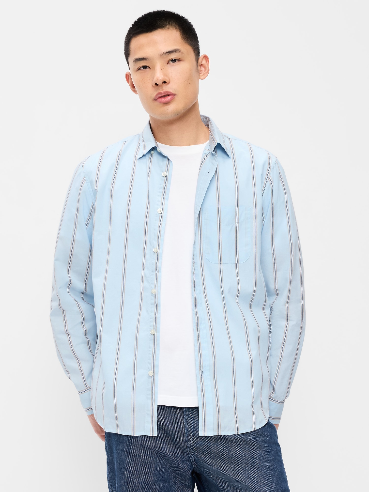 Classic Fit Everyday Striped Poplin Shirt