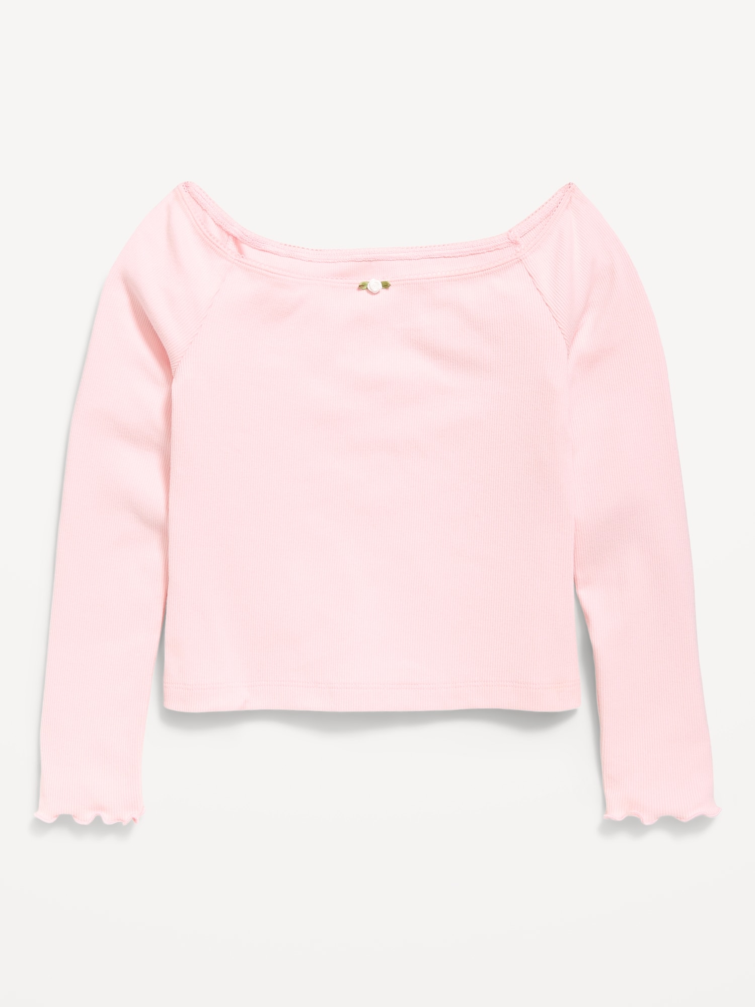 Fitted Off-Shoulder Ribbed Top for Girls
