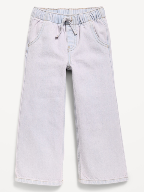 High-Waisted Baggy Wide-Leg Pull-On Jeans for Toddler Girls