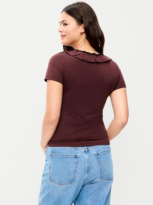 Image number 6 showing, Lettuce-Edge Scoop-Neck Top