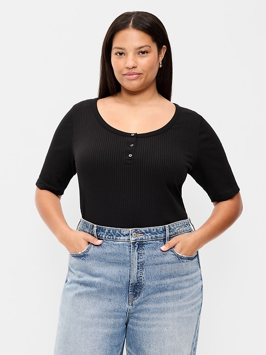 Image number 8 showing, Scoop-Neck Fitted Henley Top
