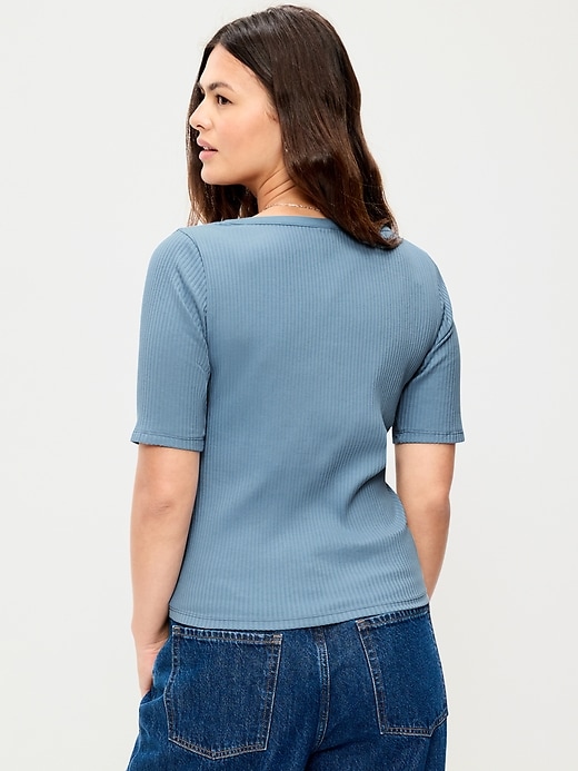 Image number 7 showing, Scoop-Neck Fitted Henley Top