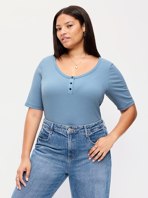 Image number 8 showing, Scoop-Neck Fitted Henley Top